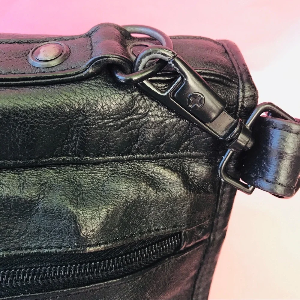 Vintage black leather laptop bag